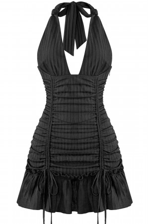 SLEEVELESS HALTER MINI DRESS