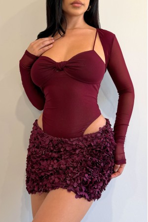 2PC LONG SLEEVE MESH MINI DRESS