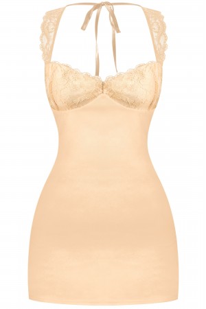 SLEEVELESS LACE A-LINE SATIN MINI DRESS