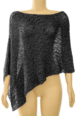 OFF SHOULDER ASYMMETRICAL KNIT CAPE TOP