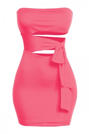 TUBE MINI DRESS WITH SIDE CUT OUTS AND SELF TIE