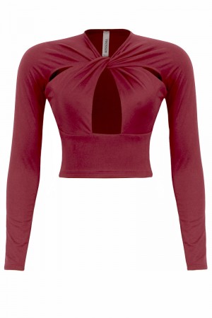 LONG SLEEVE CROP TOP WITH FRONT CUT OUTS