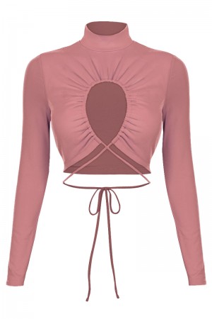 LONG SLEEVE MOCK NECK CROP TOP