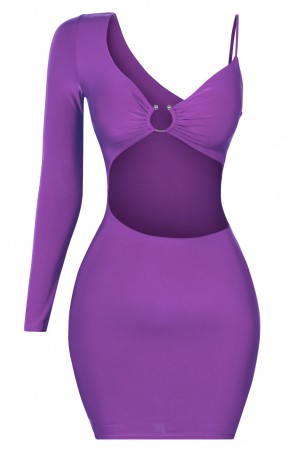 ONE SLEEVE FRONT CUTOUT MINI DRESS