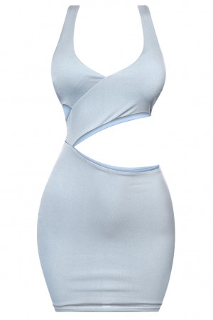 SLEEVELESS SIDE CUTOUT GLITTER MINI DRESS