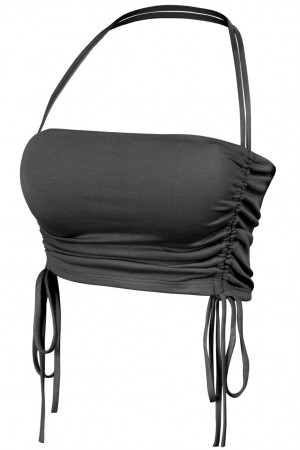 SLEEVELESS HALTER RUCHED CROP TOP