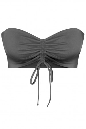 SLEEVELESS TUBE FRONT TIE CROP TOP