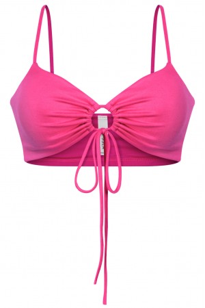 SLEEVELESS FRONT DRAWSTRING BRA CROP TOP