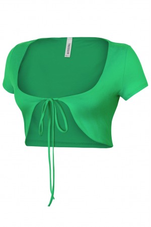 SHORT SLEEVE OPEN FRONT CROP TOP