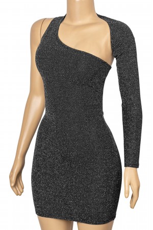 ASYMMETRICAL ONE SHOULDER LONG SLEEVE MINI DRESS