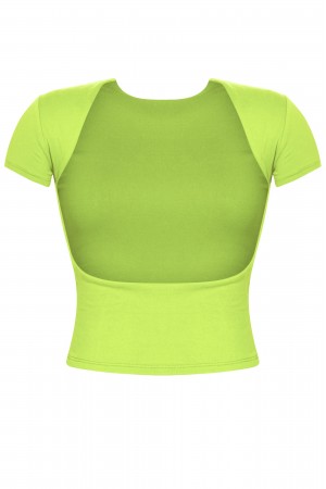 SHORT SLEEVE OPEN BACK BASIC CROP TOP