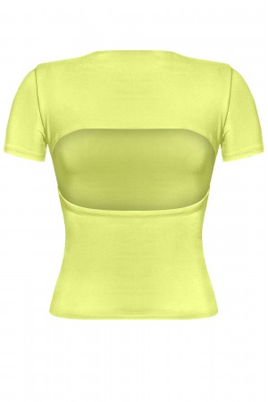 SHORT SLEEVE OPEN BACK BASIC CROP TOP