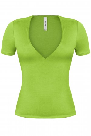 SHORT SLEEVE V-NECK SOLID BASIC TOP