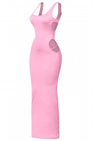 SLEEVELESS BODYCON MAXI DRESS W/ SIDE CUTOUTS
