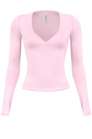 LONG SLEEVE V-NECK SOLID BASIC TOP