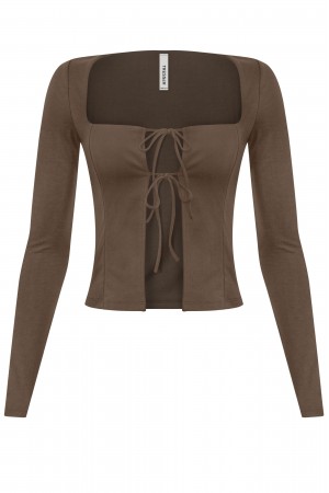 LONG SLEEVE OPEN FRONT TIE CROP TOP