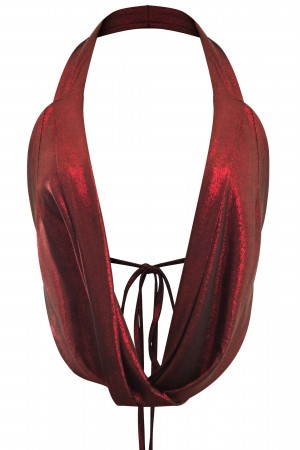 HALTER PLUNGING COWL NECK OPEN BACK TOP