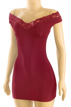 OFF SHOULDER LACE TRIM DRESS