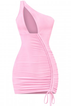 ONE-SHOULDER FRONT CUTOUT MINI DRESS