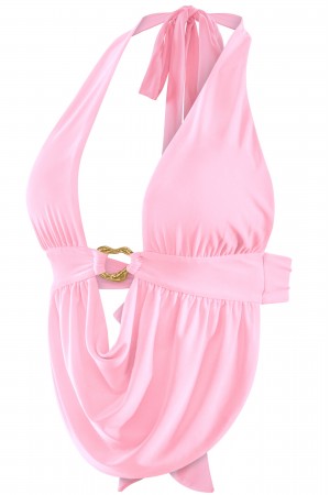 HALTER COWL NECK OPEN BACK TOP