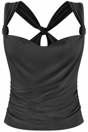 SLEEVELESS COWL NECK KNOTTED CROP TOP