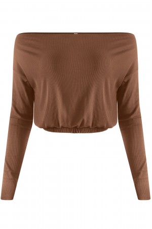 LONG SLEEVE OFF SHOULDER RIBBED TOP