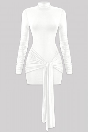 LONG SLEEVE FRONT TIE MINI DRESS