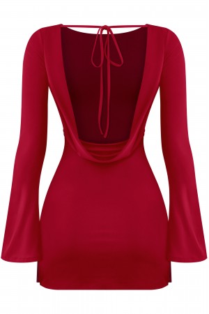 LONG SLEEVE OPEN BACK MINI DRESS