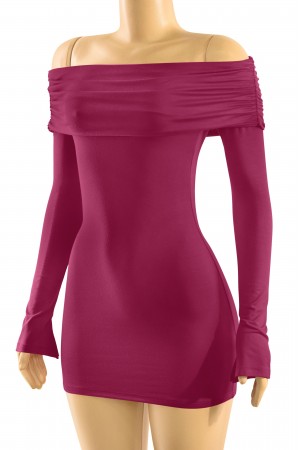 LONG SLEEVE OFF SHOULDER MINI DRESS