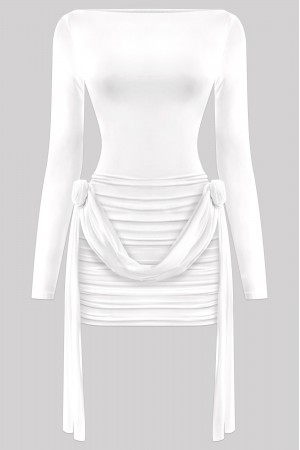 LONG SLEEVE RUCHED MINI DRESS