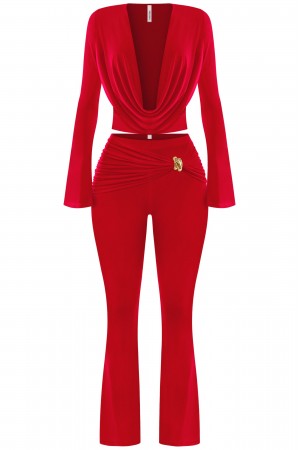 LONG SLEEVE CROP TOP & PANTS SET